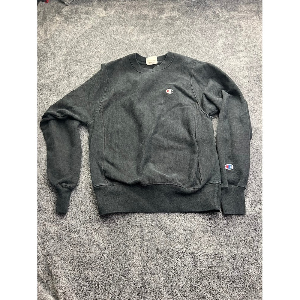 Champion Reverse Weave Sweatshirt Black Crewneck Pullover GF70 BKC XS